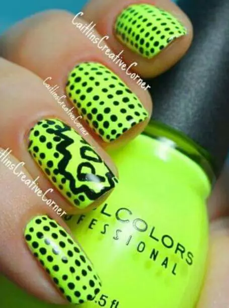 Neon Green & Black Cattilin Nails
