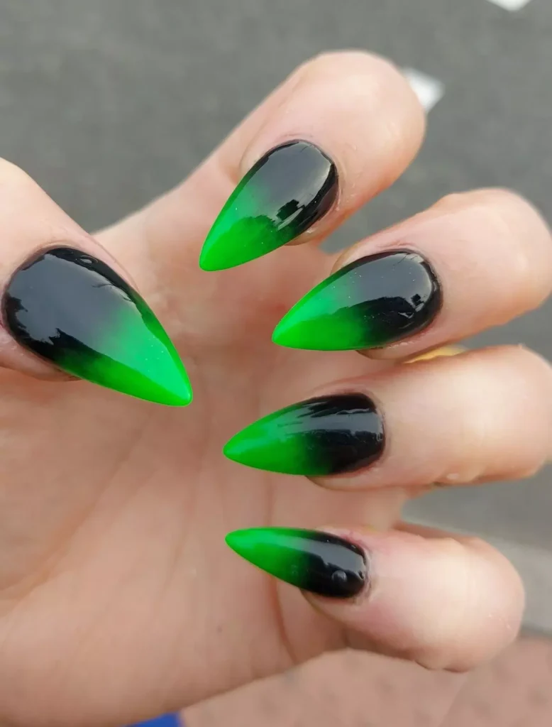 Neon Green Top & Black Acrylic Nails