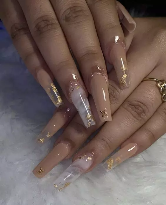 Gold Acrylic Nails