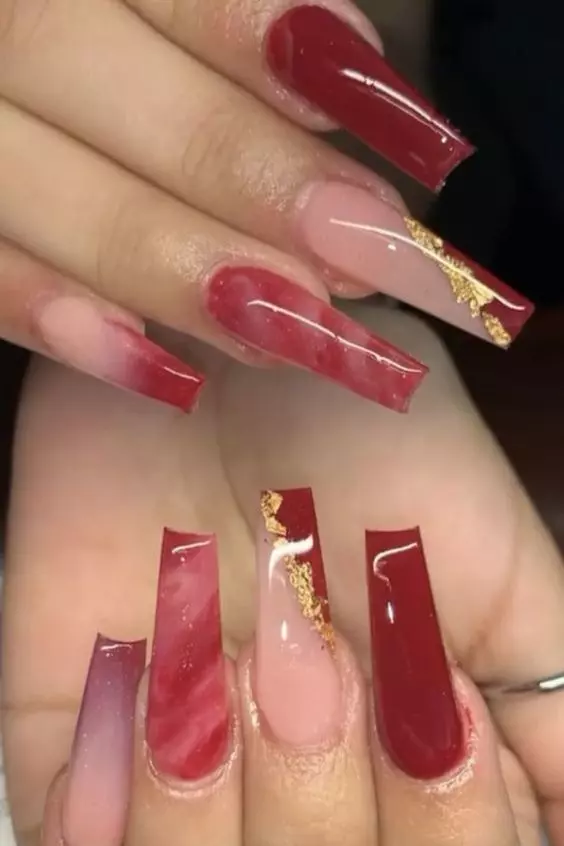 Stylish Red Coffin Nails
