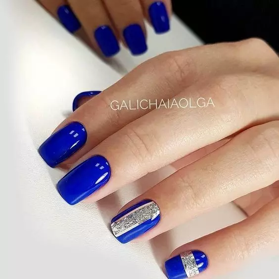 Silver & Blue Nail Polish Design