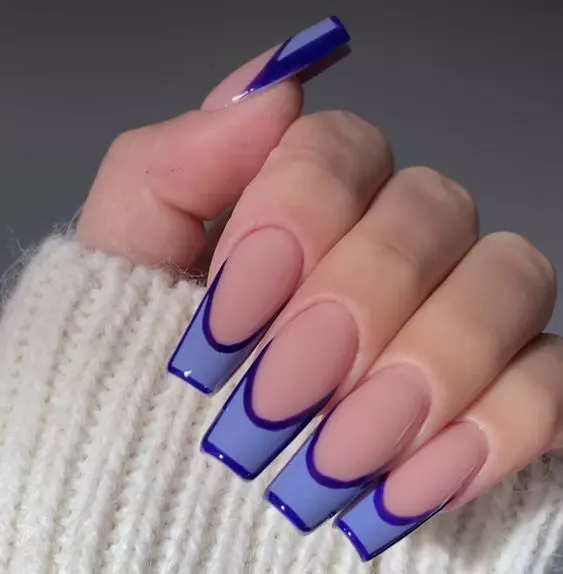 Short Blue Acrylic Nails