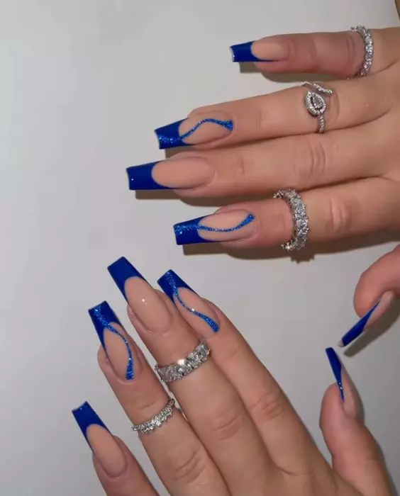 Dark blue coffin nail designs