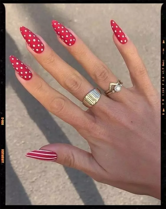 Cute Kisses Red and White Lips Nail Design