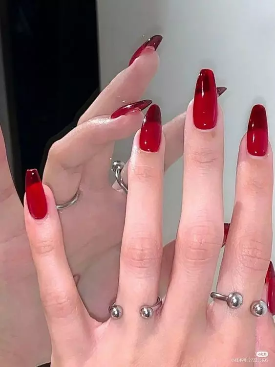 Red, White, and Silver Round Nails