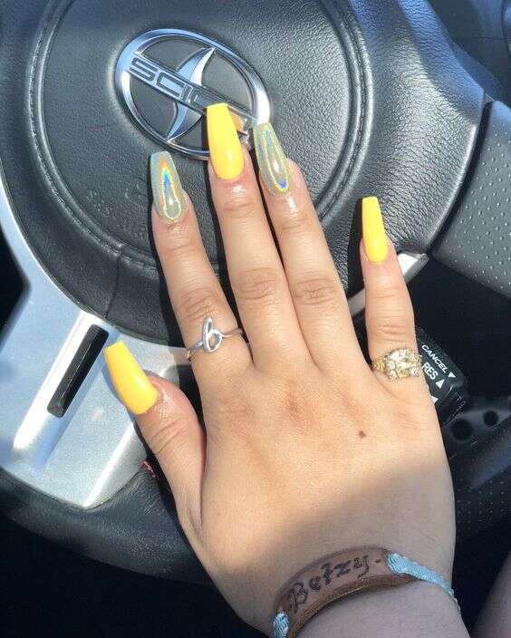 holographic yellow nail designs